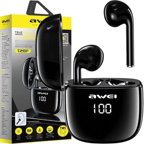 Cuffie TWS Bluetooth 5.0 Awei con docking station, colore nero. (1/5)