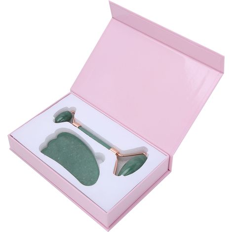 Lot 2 Rouleau Massage Double Tête Visage Corps Gua Sha Planche Grattoir Outil Vert Peau Lisse Anti-âge (1/5)