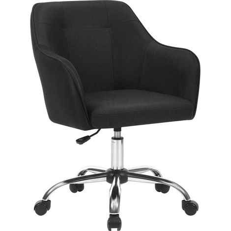Silla de oficina sillón giratorio cómodo asiento ergonómico regulable en altura carga 120 kg marco de acero tela imitación lino para oficina negro 120001364 (1/5)