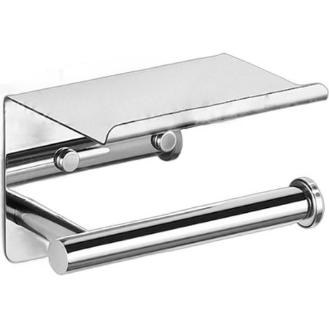 Porta carta igienica, accessorio da bagno, argento, 14 x 10 x 9,5 cm, acciaio inox (1/4)