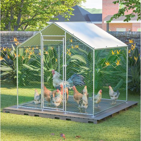 Recinto per galline 203 x 197 x 200 cm in acciaio zincato, tetto in PE impermeabile (1/5)