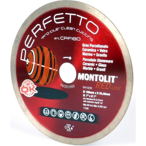 DISCO DIAMANTATO 180 MM MONTOLIT CPF180 PER GRES CERAMICA DELICATA VETRO MARMO GRANITO