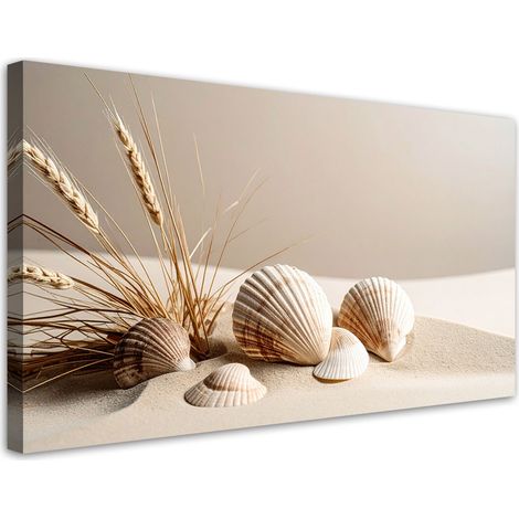 Tableau déco Coquillages sable nature morte bohème 100x50 (1/4)
