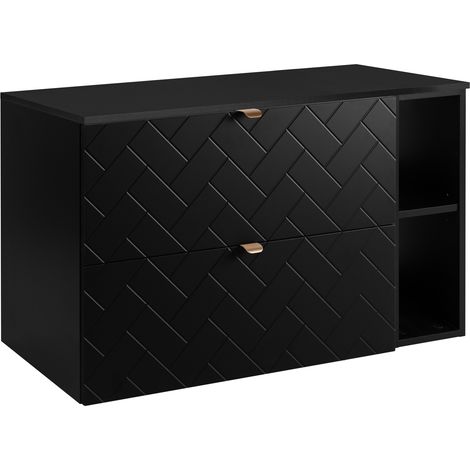 Meuble bas de salle de bain 120 cm – 4 tiroirs – Chêne clair – Dimensions 120 × 77 × 46 cm – Panneau stratifié 16 mm – 3Xe Living (1/4)