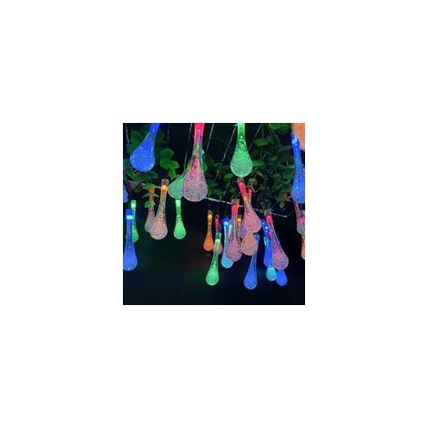 Guirlande lumineuse solaire 7M 50 LED Guirlande lumineuse 8 modes Étanche Gouttes d'eau Guirlande lumineuse de jardin (multicolore)