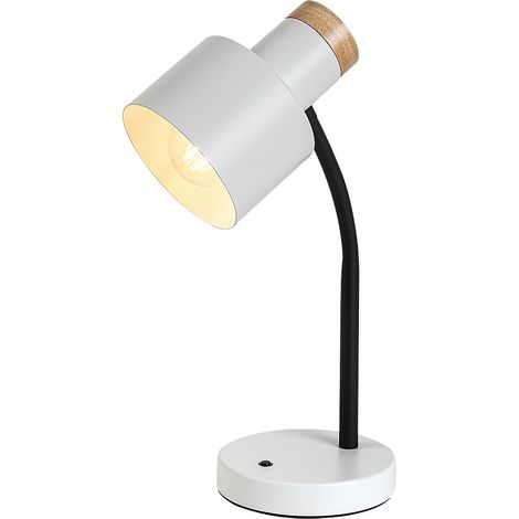 Lampe de bureau minimaliste Pastro Rabalux noir et blanc avec touche bois E27 20W (1/5)