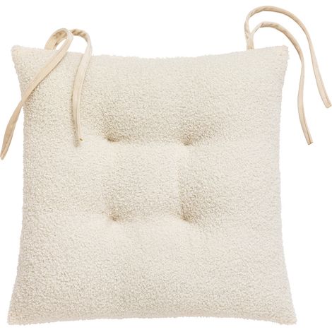 Assise matelassée 38 x 38 cm – Bouclette unie / Velours WOOLY Naturel - 38cm - Naturel (1/5)