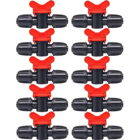 10 Pièces Vanne Commutation d'Irrigation, Irrigation Pipe Valve Switch, Robinet Jardin en Plastique PE, Robinet Barbelé Double Mâle, pour L'irrigation des Pelouses de Jardin, pour 16mm (1/4)