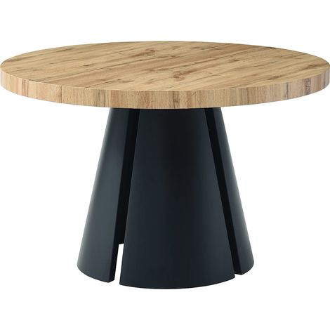 Tavolo da pranzo allungabile da 4 a 12 persone in MDF e Metallo Nero Naturale chiaro - JARELIA (1/5)