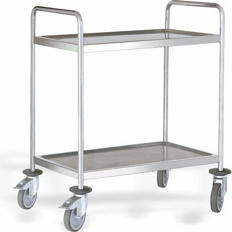 Chariot de Service Inox 2 Niveaux L 880 à 1080 mm - Pujadas