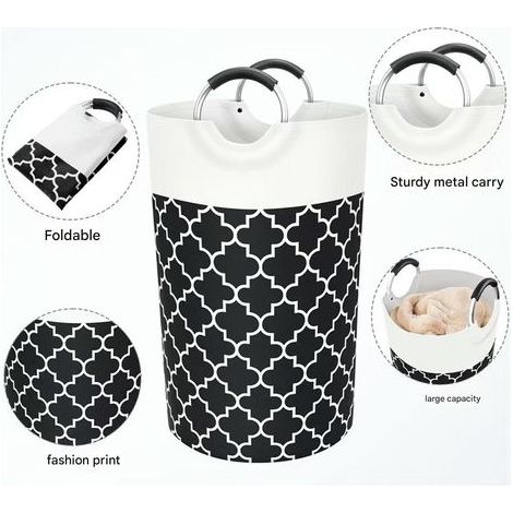 Panier à linge de 82 litres, pliable, pour coton et lin, avec une poignée en aluminium protégée par de la mousse, adapté aux vêtements et aux jouets, pour une utilisation en dortoir et à la maison. (1/5)