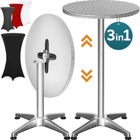 CASARIA® 2in1 Stehtisch mit Husse Klappbar Höhenverstellbar 70 cm / 115 cm Hoch Alu Rund Ø60 cm Wetterfest Outdoor Bistro Garten Party Biertisch Schwarz