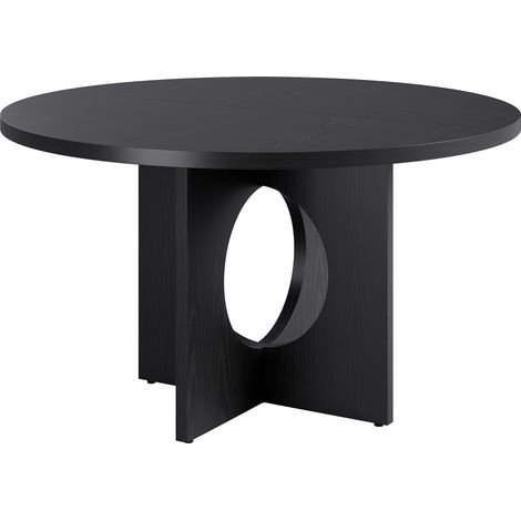 GARVEE -Table Ronde 120 cm pour 4-6 Personnes - Table à Manger Cuisine avec Piètement Central Stable et Gain de Place(Noir) (1/5)