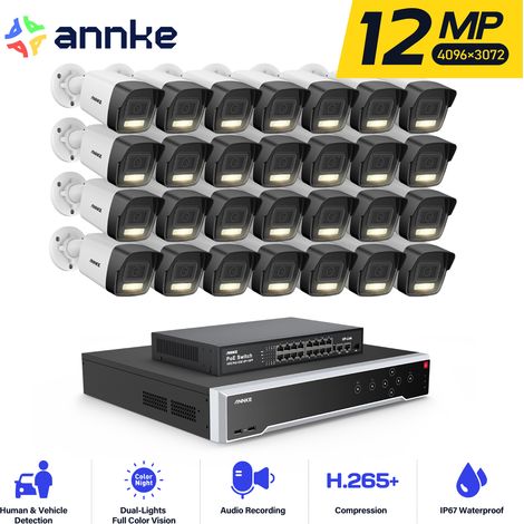 ANNKE 12MP Kit de Vidéosurveillance Extérieure 32CH NVR 28×Caméras Intelligente Double Lumière Vision Nocturne,Alerte Email,APP/PC à Distanc PoE Kit Caméra de Surveillance (1/5)