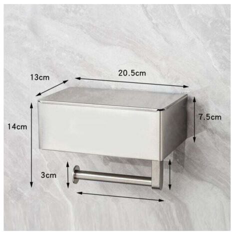 Toilettenpapierhalter mit Feuchttücherbox Edelstahl - Ohne Bohren - Mit Ablage - Wandmontage - Toilettenpapier - Für Badezimmer - Gebürstet