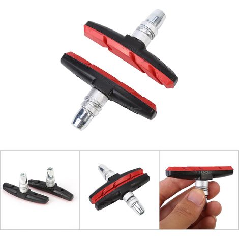 1 Paire Patins de Frein V pour Vélo de Montagne, Blocs Caoutchouc Rouges (1/5)