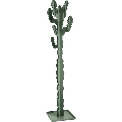 Appendiabiti da terra cactus 170 cm, Struttura in ferro autoportante, Design decorativo moderno camera, ufficio o ingresso Made in Italy Verde Salvia