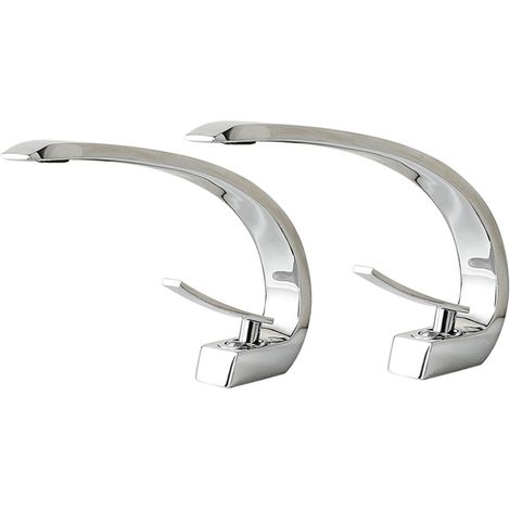 2×Auralum Robinet de Lavabo Cascade Mitigeur en Laiton Chromé pour Salle de Bain Design Élégant (1/9)
