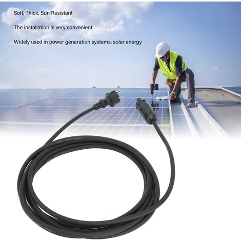 Câble solaire 1,5 mm² pour onduleur solaire CA, 5 m, prise UE, 220 V, étanche, pour système d'alimentation