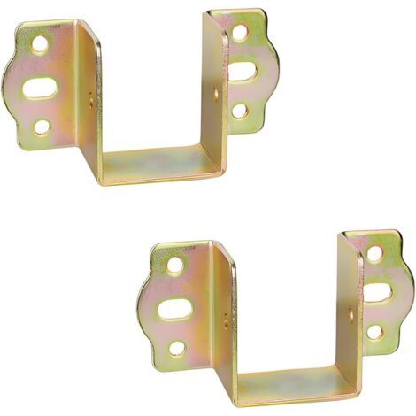 Supports Fixation Central pour Rail de Lit Suspension de Solive en Bois Largeur 40 mm Metal Connecteurs Raccord pour Cadre de Lit Chromé Jaune 2 pièces (1/5)