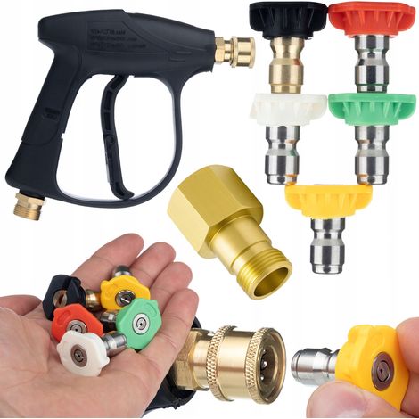 Pistola Alta Pressione 4350 PSI con Set di 5 Ugelli + Adattatore EasyLock M22  300 Bar  Compatibile con Kärcher HD/HDS