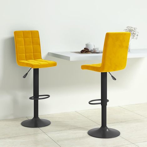 vidaXL Tabourets de bar lot de 2 jaune moutarde velours (1/5)