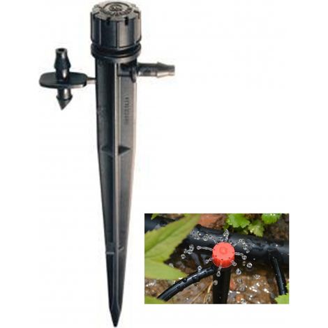 ESTACA CON GOTERO REGULABLE  GOTERO CON ESTACA DE CAUDAL REGULABLE DE 0 A 40 LITROS POR HORA INCLUYE ACCESORIOS PARA UNIR MICROTUBO AL GOTERO  OFERTA EXCLUSIVA