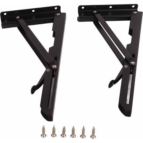 Supports d'étagère pliants en métal, 2 pièces, support triangulaire pliable mural pour le travail sur Table (1/5)