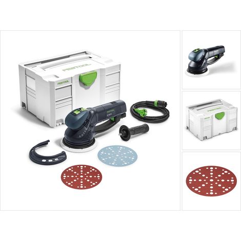 Festool RO 150 FEQ-Plus ROTEX Getriebe Exzenterschleifer 720W 5mm Hub ( 571805 ) im Systainer + 50x Schleifscheiben P60