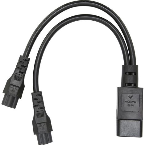 1 Câble répartiteur,Connecteur C14 mâle vers double C5 femelle,PVC ignifugé,10A 250V,Pour ordinateur portable (1/5)