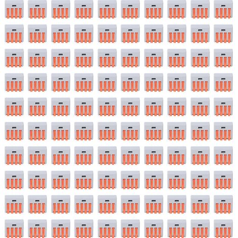 Bornier à levier à ressort à 4 voies, connecteur de câble électrique réutilisable, 100 pièces, PCT-214