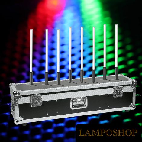 Tubo LED Luminoso RGB 360° da 1 Metro Kit Tube Light a batteria Wireless con telecomando kit da 8 pezzi con Flight case (1/5)