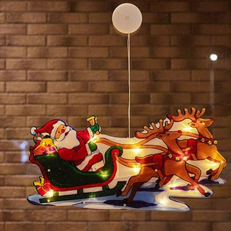 Guirlande Lumineuse De Noël - Décoration Fenêtre Avec Ventouse - PVC Laser - Fonction Clignotante - Pour Intérieur Et Extérieur - 1 Pièce (1/5)