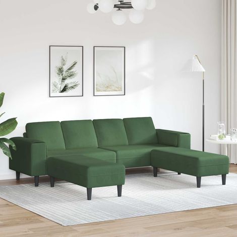 Sofa Dunkelgrün 250 x 188 x 76 cm Cordstoff (1/5)