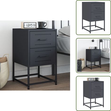 vidaXL Nachttisch Anthrazit 36x39x60,5 cm Stahl (1/5)