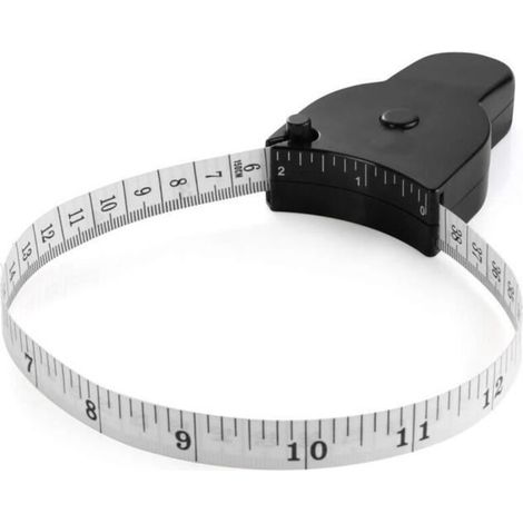(Black) 150cm Retractable Measuring Tape with Locking Pin and Push Button for Fitness, Tailoring, Sewing - Black (1/4)