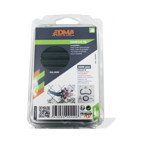 Agrafes OMEGA 16 galva plastifié vert x 2500 EDMA (1/5)