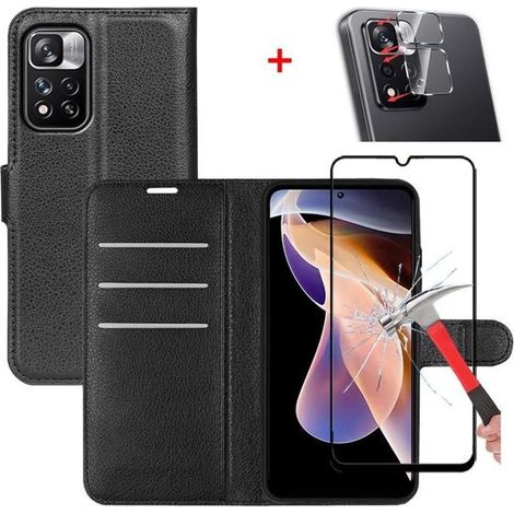 Etui Coque Xiaomi Redmi Note 11 Pro 5G Verre trempé plein écran 1 Pack avec Caméra Arrière Protecteur 1 Pack - Noir (1/4)