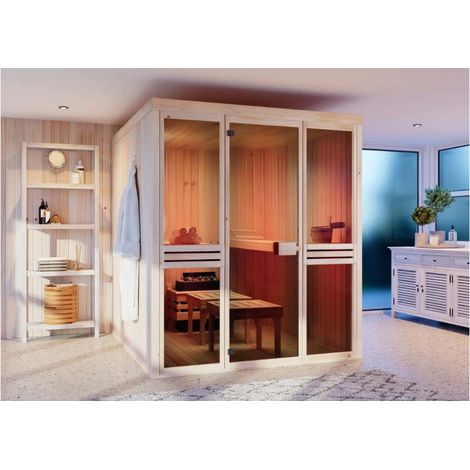 Sauna intérieur FinnTherm Karina Naturel , 72 mm Épaisseur de paroi 175 x 244 cm