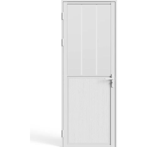 Blocco porta reversibile H204 x L73 cm in alluminio e vetro temperato satinato stile atelier Bianco - ERMELO