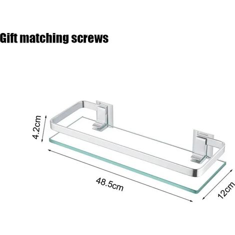 (Grande) Étagère en verre pour salle de bain - Rangement - Organisateur de douche - Accessoires - Étagères murales - Quincaillerie - Accessoires de décoration - Bricolage (1/5)