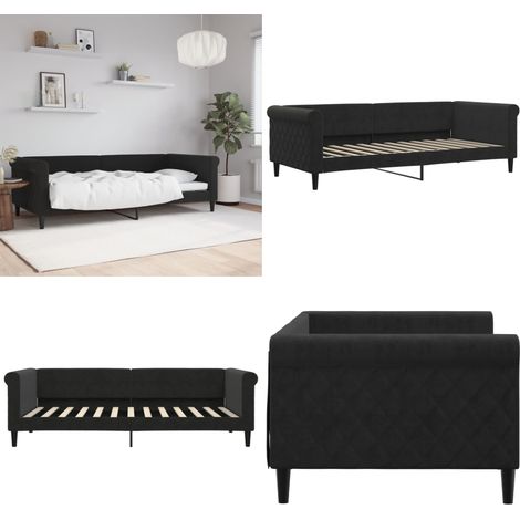 Tagesbett Schwarz 90x200 cm Samt - Schlafsofa - Sofa (1/5)