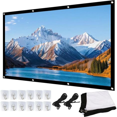 Ecran Projection Extérieur 100 Pouces, Infroissable Haute RéSolution  Toile Projecteur Portable, Blanc Videoprojecteur, écrans de Projection pour Home Cinéma, TV, Bureau, école et Camping (1/5)