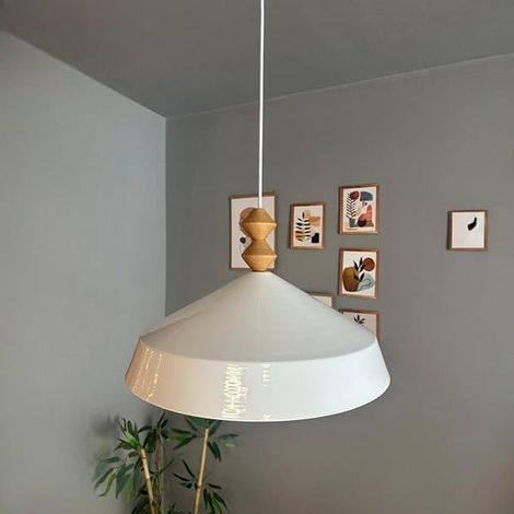 Lema Lustre Simple Blanc Avec Tête de Lit en Bois, Lampe Suspendue Pour Restaurant, Café, Salon (1/5)