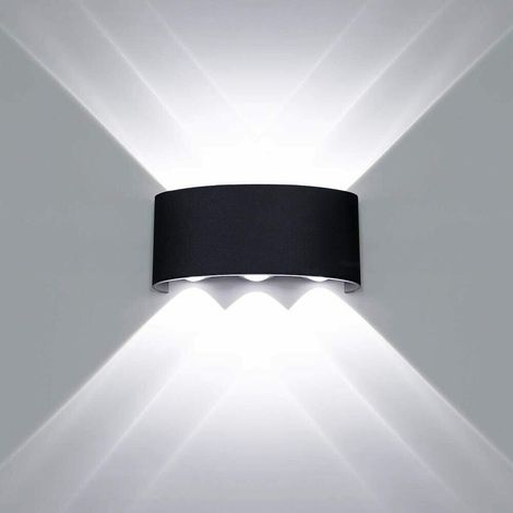Applique Led Luce Bianca 6500k Lampada 16 W 6 Cob Da Parete Esterno Interno Nero (1/2)