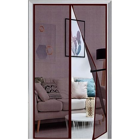 Fliegengitter Balkontür 95x220cm, Magnetisch, Ohne Bohren, Verstärkt, Braun (1/5)