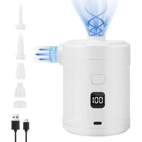 Rechargeable Electric Air Pump, Mini Portable Lightweight Pump, Ultra-Fast Inflation and Deflation. Ideal for Swimming Pools, Air Mattresses and Inflatable Rings (1/5)