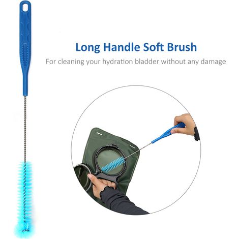 Ensemble de nettoyage de sacs d'eau 4 en 1, réservoir universel, brosse longue et Flexible pour tuyau, petite Valve de morsure, séchage de cintre de grande vessie (1/5)