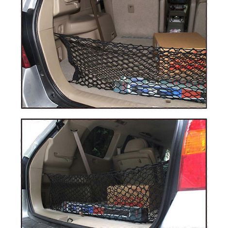 Organisateur de coffre extensible en filet pour optimiser l'espace du coffre de votre voiture (1/4)
