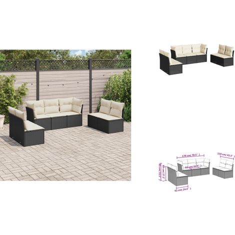 Salon de jardin 7 pcs avec coussins noir résine tressée - Canapé De Jardin - Salon De Jardin - Mobilier Extérieur - Résine Tressée - Rotin Synthétique (1/3)